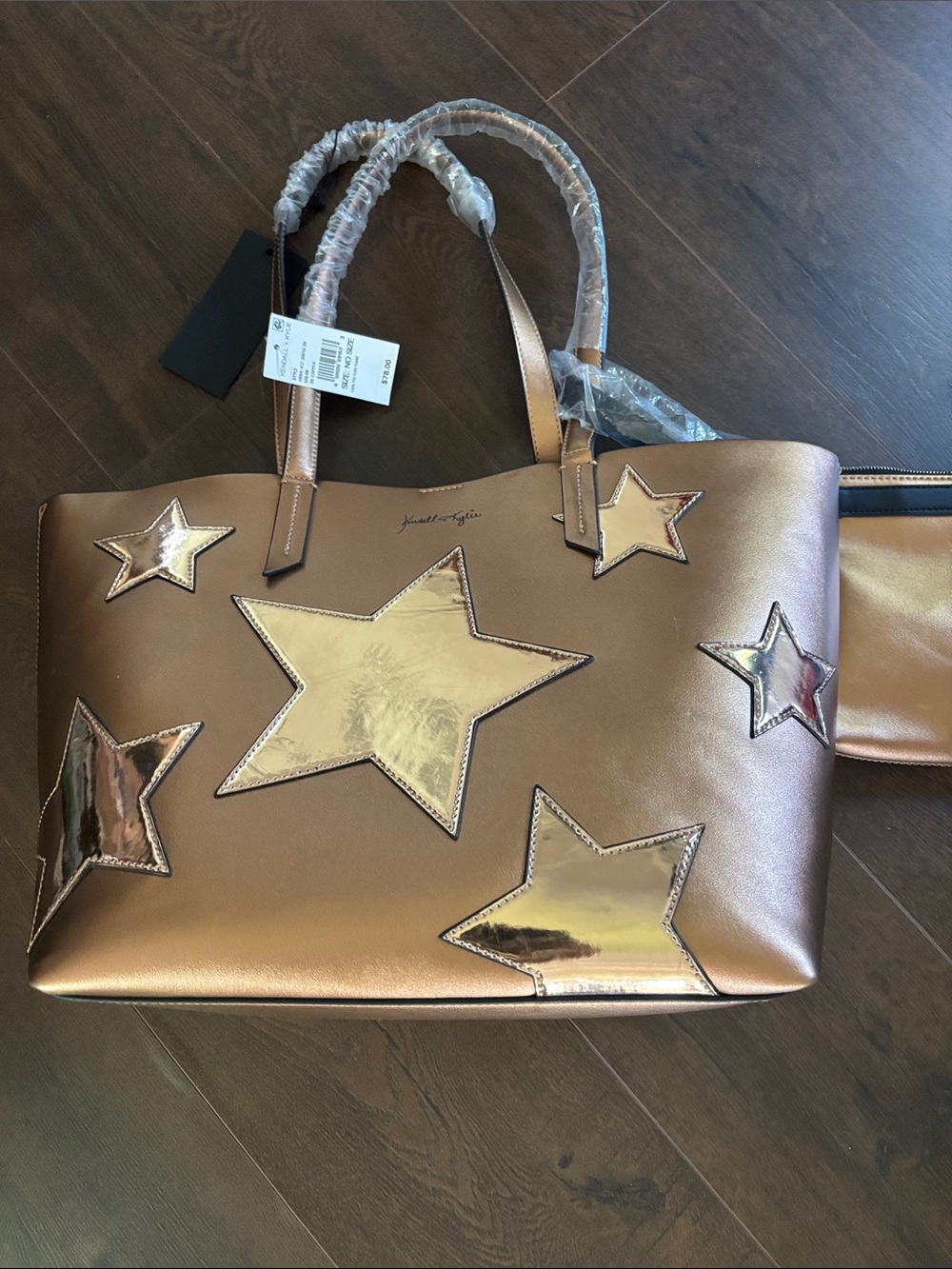 Metallic Bronze Star Appliqué Tote Bag